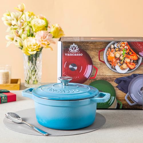2.5 Qt Enameled Cast Iron Dutch Oven with Lid (2.5 Qt-round / Blue)