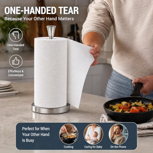 Stainless Steel Black Paper Towel Holder Designed for Easy One