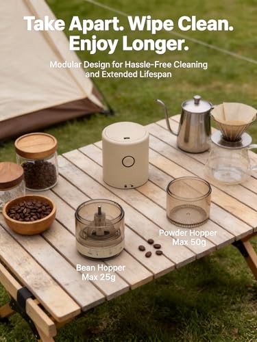 Portable Electric Burr Coffee Grinder (Light Beige)