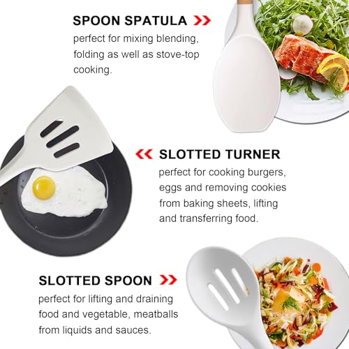 Silicone Kitchen Utensils Set of 5 (Standard 5-Piece Set / White)