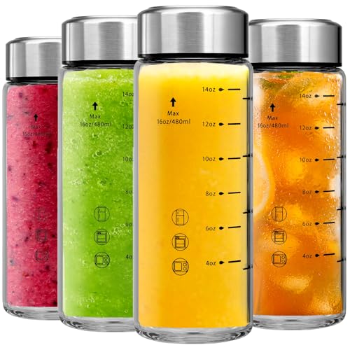 Glass Juice Bottles Wide Mouth Glass Water Bottles with Lids