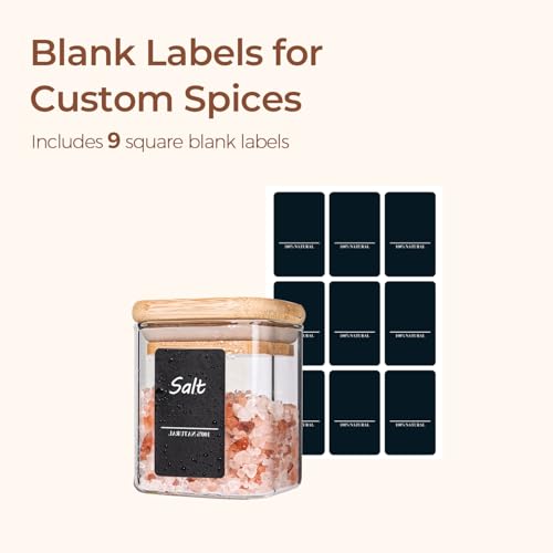 Square Glass Spice Jars with Labels