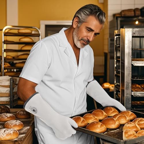 15" Long Silicone Oven Gloves (White Extra Long / 7/S)