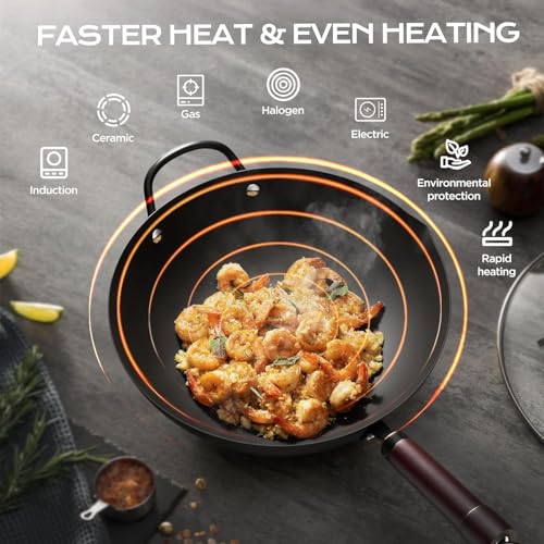 Wok carbon steel paella pan stir