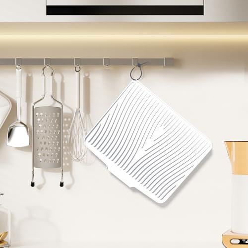 Silicone Dish Drying Mat for Kitchen counter (Ivory-2pcs / 19.7" x 17")
