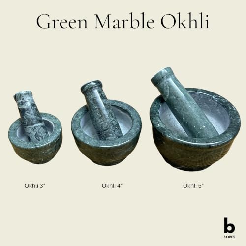 Marble Granite Mortar and Pestle Set (Kundi Green Marble / 4 Inch)