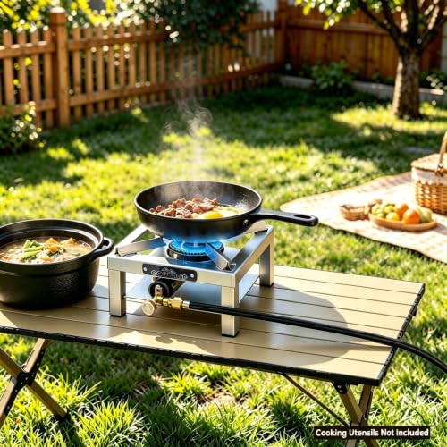 Propane Burner Angle Iron Camp Stove with CSA Listed Regulator and 4ft Hose