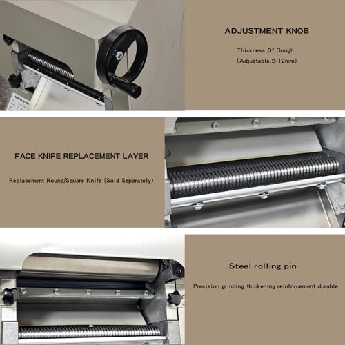 3-in-1 Commercial Pasta Maker with Dough Sheeter,Noddle Cutter & Dough Pressing Machine,Kneader,Noddle Cutter Dough Pressing Machine Suitable For Making Pizza,Noodles (3mm Noodle Knife) (Floor-standing)