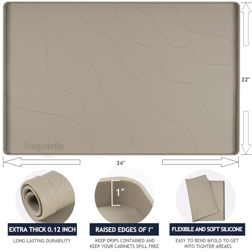 Heavy Duty Silicone Under Sink Mats for Kitchen Waterproof 22" x 22" (Brown / 22'' x 22'' x 1'')