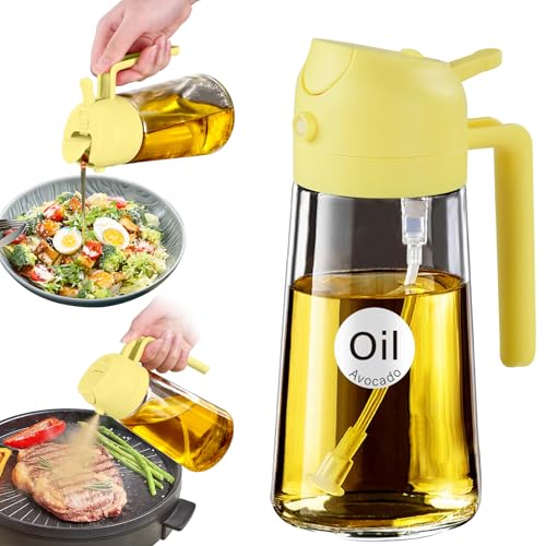 16oz 470ml Glass Olive Oil Sprayer for Cooking with Stickers (1Pc Pomelo)