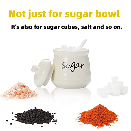 Ceramic Sugar Bowl with Lid and Spoon 12 oz