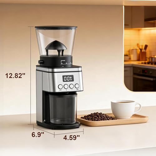 Conical Burr Coffee Grinder Electric (Silver)