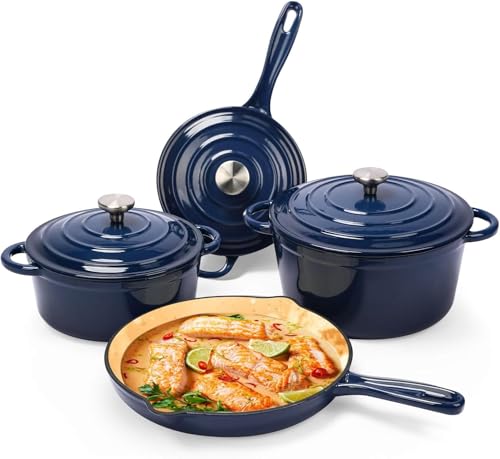 Enameled Cast Iron Cookware Set (Navy)