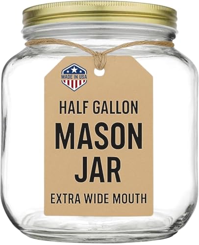 Half Gallon Mason Jar Wide Mouth with Airtight Metal Lid