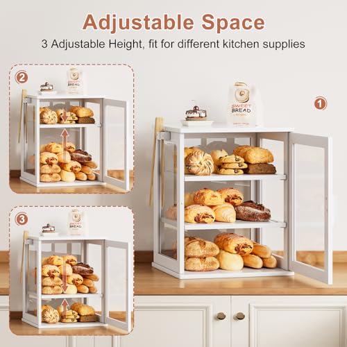 Bread Box for Kitchen Countertop (White / Extra Large)