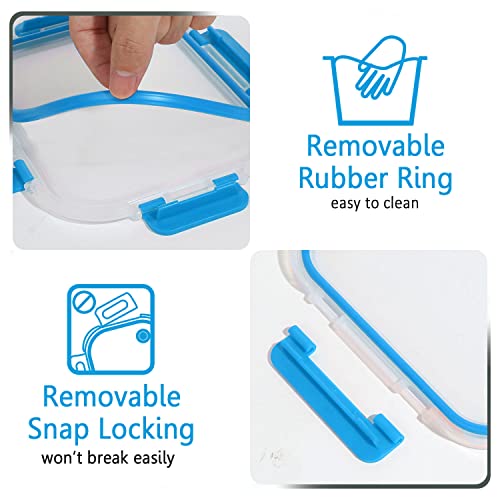 30 Piece Extra Large Glass Food Storage Containers with Lids (Blue)