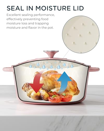 Enameled Cast Iron Dutch Oven (Cooking Pot / Gentle pink / 4.5QT)