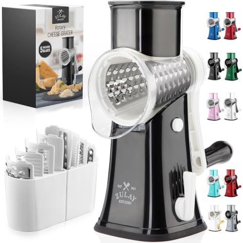 Rotary Cheese Grater 5 Blade With Reinforced Suction Base