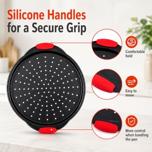 Pizza Tray Round with Silicone Handles