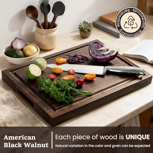 Wooden Walnut Cutting Board with Handle (Black Walnut)