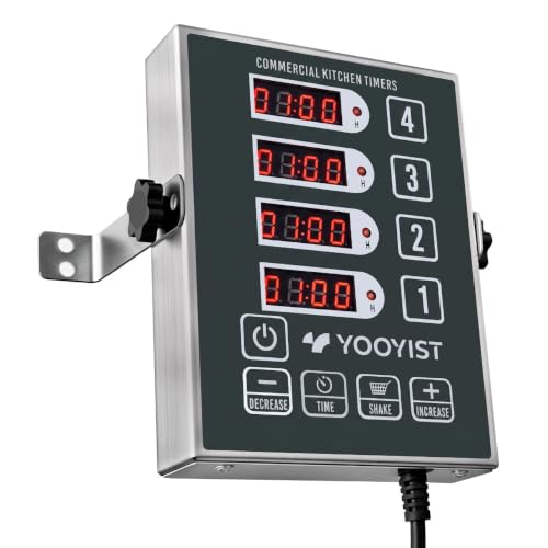 4 Channel Commercial Kitchen Timer Digital Stainless Steel Timer (Gray)