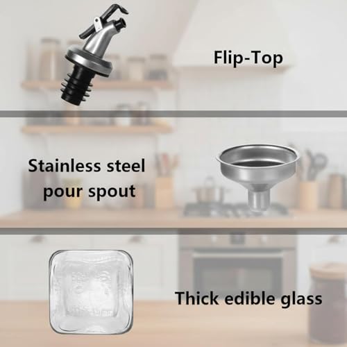 Oil Bottles for Kitchen 3 Pack (Clear / 17 Ounces-3 Pack)