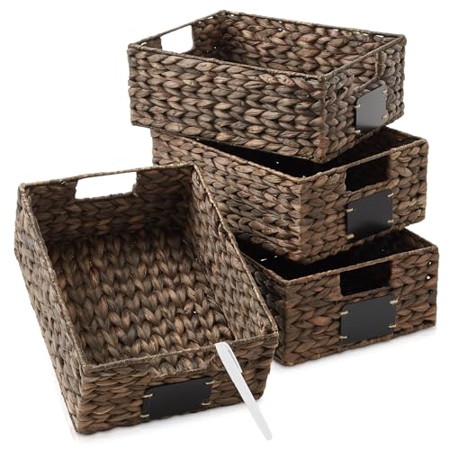 Water Hyacinth Pantry Baskets with Chalkboard Labels and Chalk Marker
