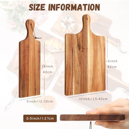 18 Pcs Acacia Wood Cutting Board Set with Handle