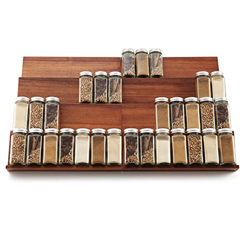 Acacia Wooden Spice Rack Organizer for Cabinet