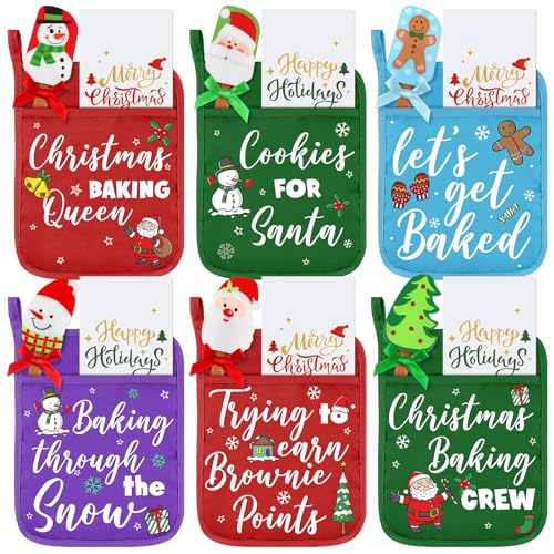 18 Pcs Santa Christmas Pot Holders Baking Set Silicone Spatulas (Santa)