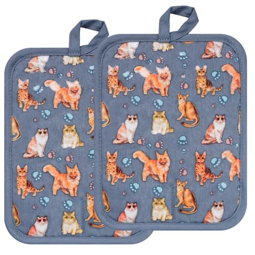 Oven Mitts Gloves 1 Pair Heat Resistant 480 ℉ Non Slip Silicone Printed Dog Comfortable Cotton Lining Kitchen Women Men Cooking Baking Barbecue Machine Washable…