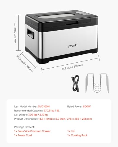 Sous Vide Cooker (14.8 x 10.08 x 8.9 inch / 376 x 256 x 226 mm / All-in-One Design)