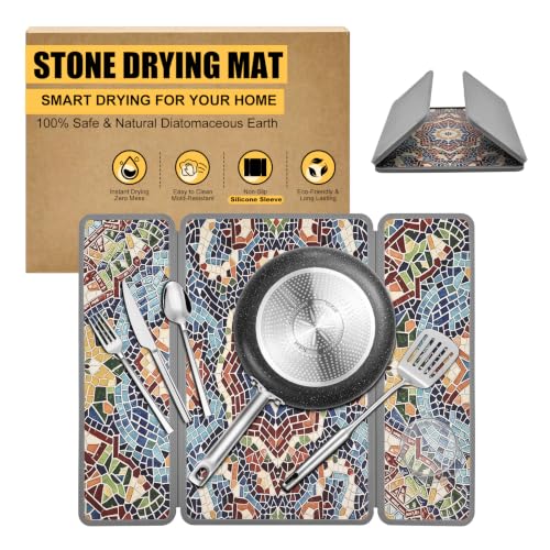 Stone Dish Drying Mat with Silicone Sleeve (Grey Silicone Edge)