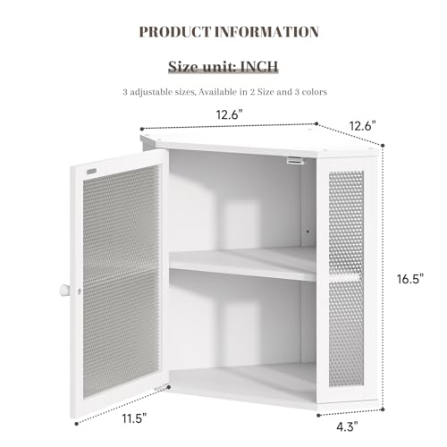 Corner Bread Box Kitchen Countertop Extra Large Capacity Farmhouse Bread Box (White / 12.6" x 12.6" x 16.5")