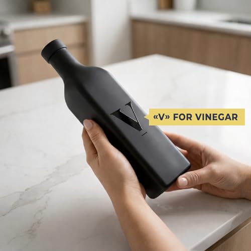 Olive Oil & Vinegar Dispenser Bottle Set with Stainless Steel Spouts & Funnel