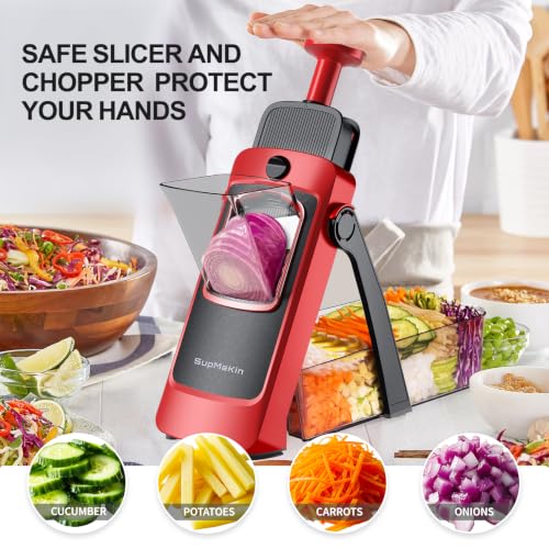 Safe Mandoline Slicer for Kitchen (4V RED)