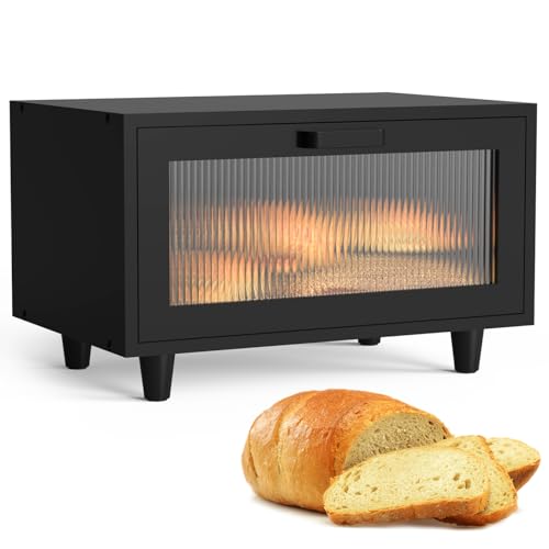Bread Box for Kitchen Countertop Large Farmhouse Bread Container Bread Storage with Window Bread Holder