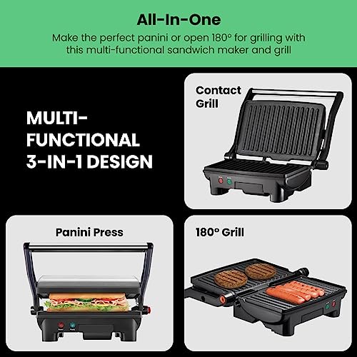 Electric Panini Press Grill and Gourmet Sandwich Maker w