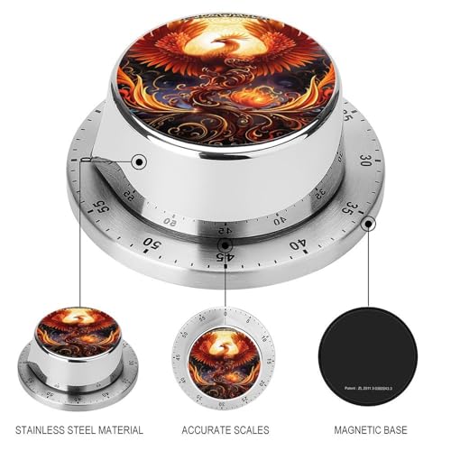Phoenix with Red Flames Kitchen Timer Mechanical No (Style-2 / One Size)