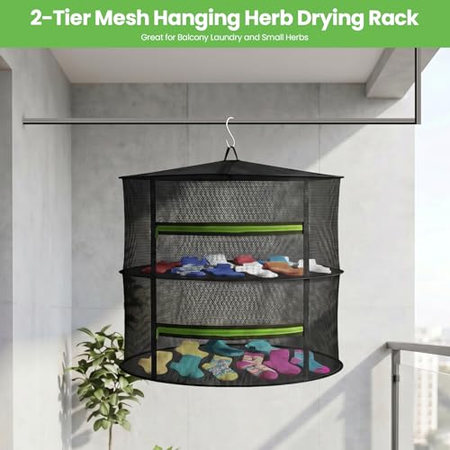 Hanging Mesh Herb Drying Rack with Zipper and Shears for Plants