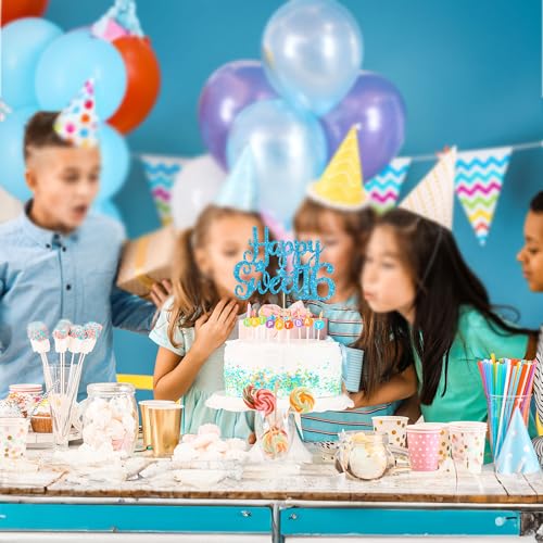 24Pcs Happy 16th Birthday Cupcake Toppers Glitter Hello 16 Sweet 16 Cupcake Picks 2006 Sixteen Old Birthday Cake Decorations for 16th Birthday Anniversary Party Supplies Black