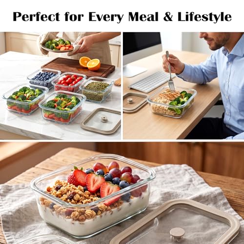 50 oz Glass Food Storage Containers with Glass Lids (50oz)