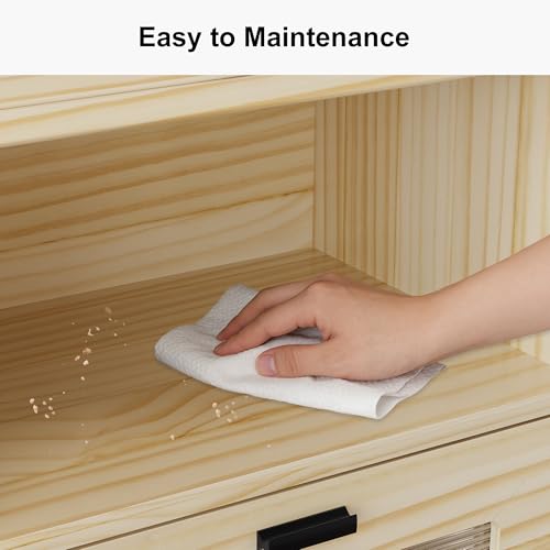 Roll Top Bread Box for Kitchen Countertop (Wood Color)