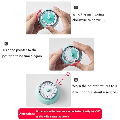 Elegant Stainless Steel Vintage Kitchen Timer with Magnetic Attachment (01-yellow)