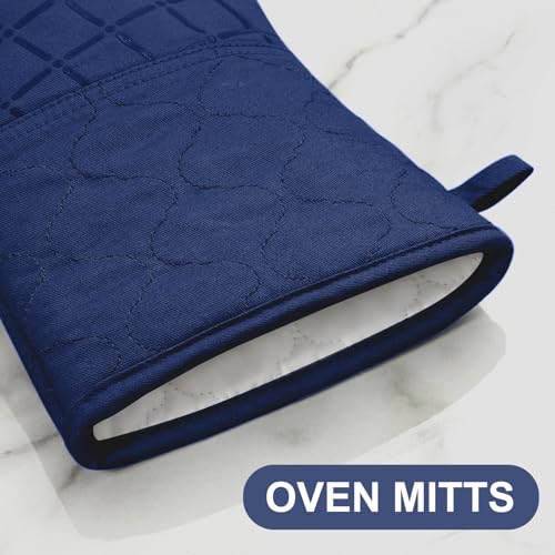 Oven Mitts Pot Holders Sets (Marine Blue)
