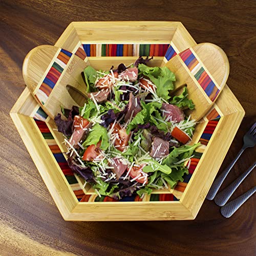Baltique Collection 14" Salad Serving Bowl with Salad Hands