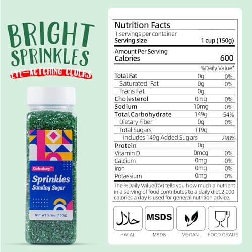 Sanding Sugar for Baking 5.3oz Edible Sparkling Sugar Sprinkles Coarse Sugar Crystals for Valentine Cake Decoration Cookie Cupcake Topper Ice Cream Topping
