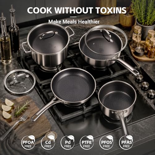 17 Pcs Hybrid Nonstick Stainless Steel Cookware Set