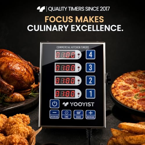 Commercial 4 Channel Digital Kitchen Timer Loud Alarm Cook Timer (Black)