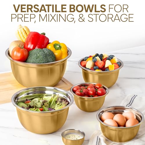 18 Piece Mixing Bowls Set with Airtight Lids (Gold)